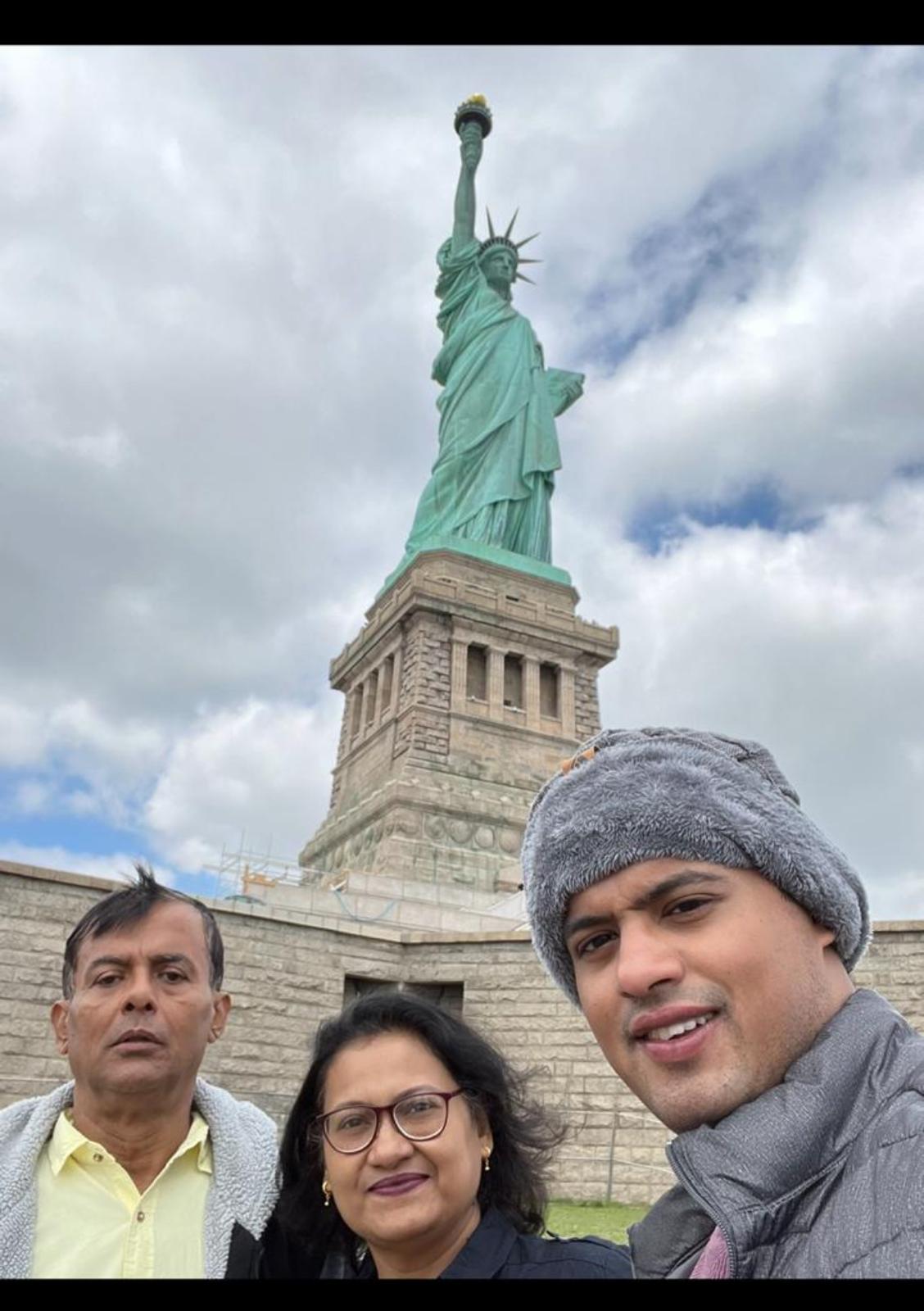 Family at the Statue of Liberty